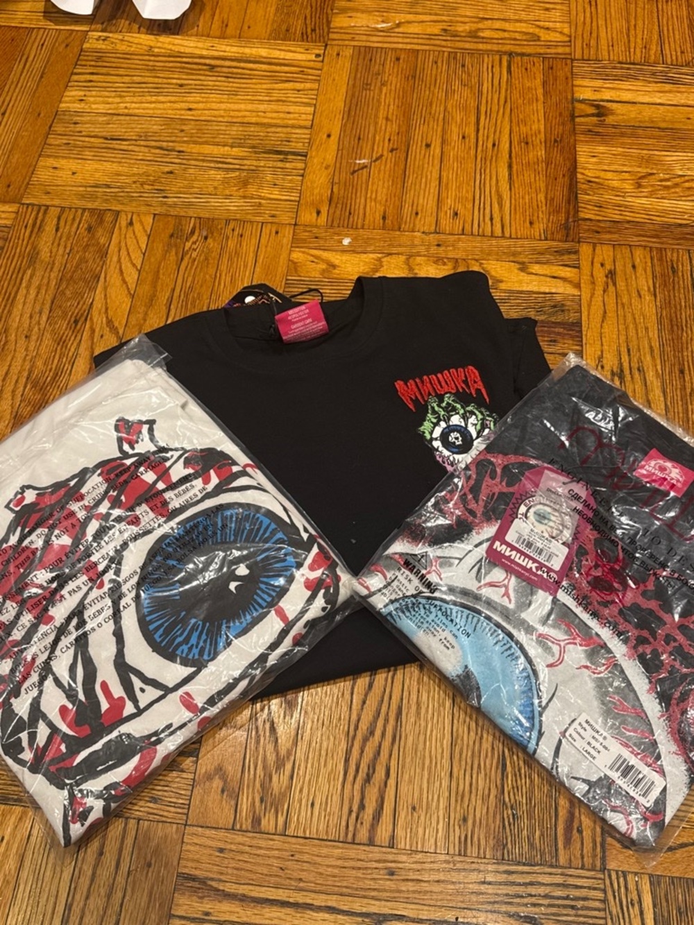 3-Piece Mishka Graphic T-Shirt Lot Size Large NWT Streetwear Bundle